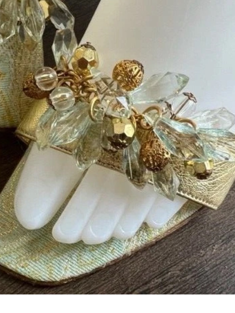 Rafe New York Gold Jeweled Slide Mules